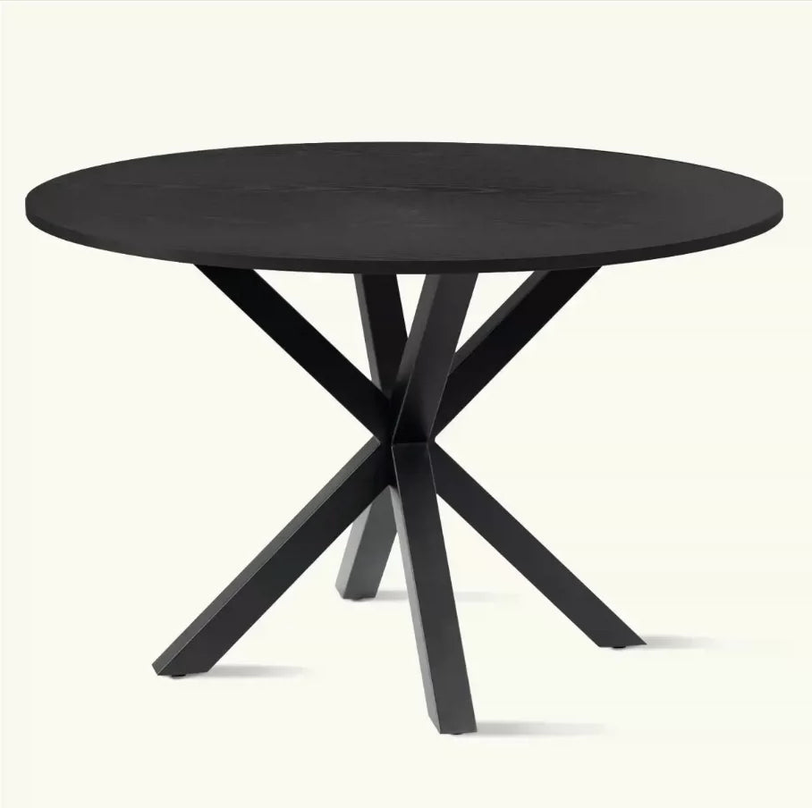 Minimalist Iron Art Solid Wood Round Table for Cafe Bar Home Leisure Dining