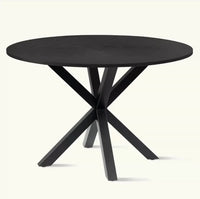 Minimalist Iron Art Solid Wood Round Table for Cafe Bar Home Leisure Dining
