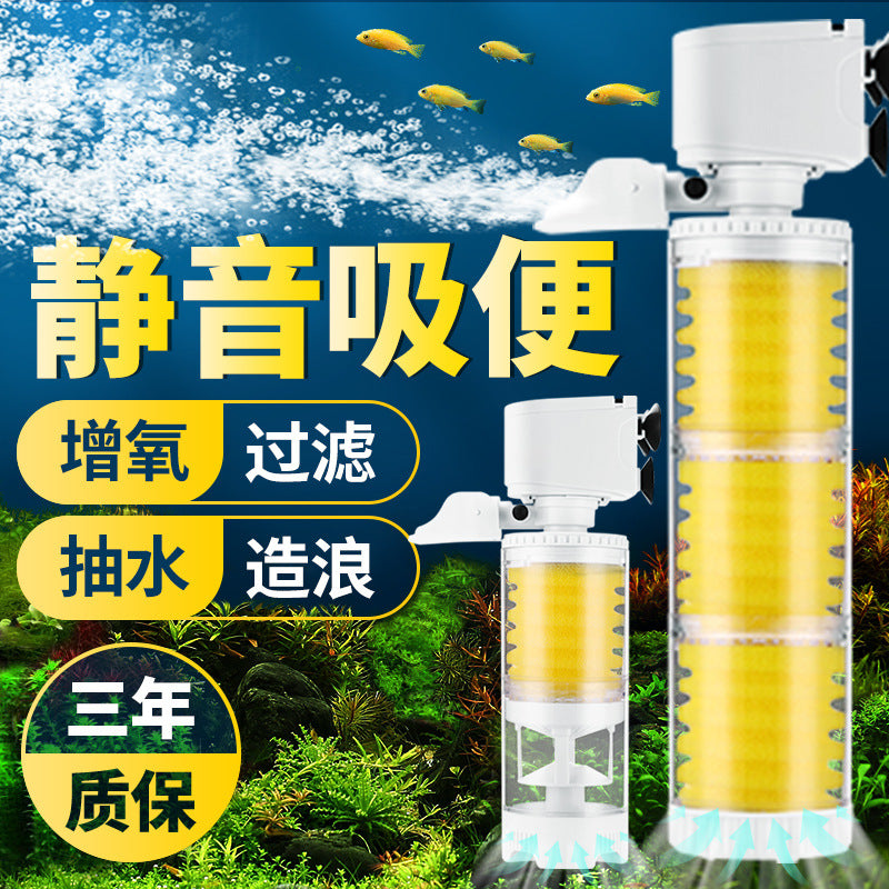 Aquarium Fish Tank Filter 3-in-1 Water Purifier Feces Collector Oxygenation Circulation Pump