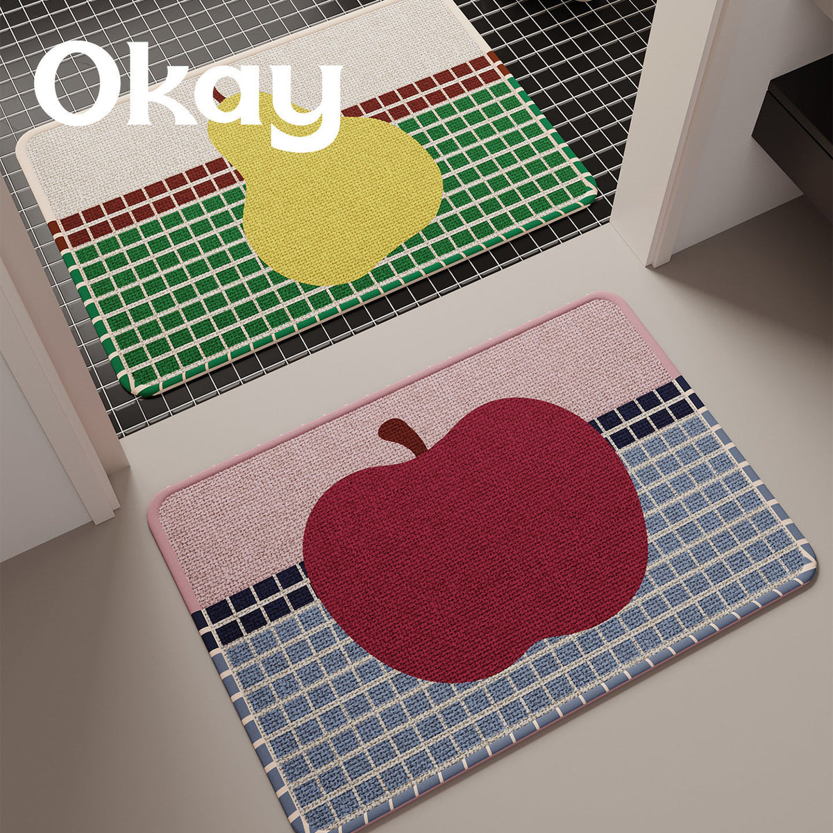 Okay Fruit Store Korean Style Absorbent Bathroom Mat, Toilet Door Mat, Non-Slip Floor Mat