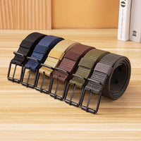 Men's Canvas Belt with Pin Buckle, Adjustable Casual Belt for Jeans and Uniform Wear