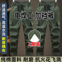 Men's Cotton Work Pants with Reinforced Crotch, Durable and Stain-Resistant