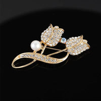 Korean Style Alloy Brooch for Women, Rhinestone Embellished Anti-Exposure Pin for Coats and Dresses