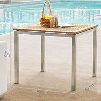 Modern Stainless Steel Outdoor Dining Set with Wood Accents for Patio Garden