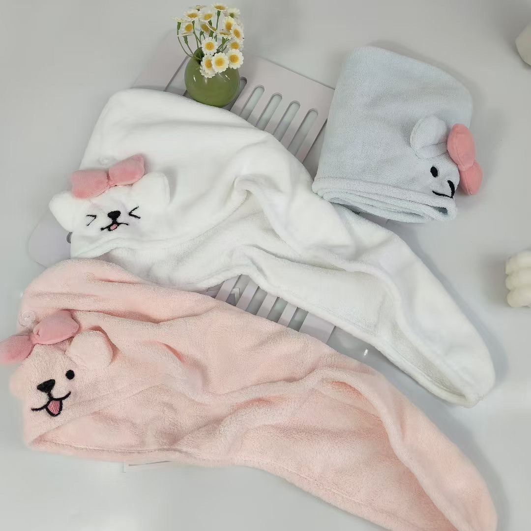 Cute Dog Absorbent Quick-Dry Hair Towel Wrap for Women
