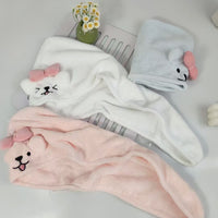 Cute Dog Absorbent Quick-Dry Hair Towel Wrap for Women