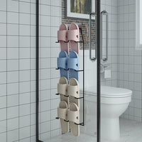 Wall-Mounted Slipper Rack with Drainage for Bathroom, Punch-Free Storage Organizer