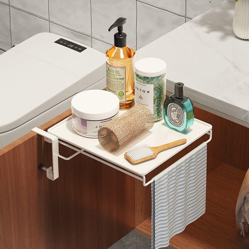 Punch-Free Cabinet Door Hanging Shelf, Small Apartment Kitchen Bathroom Extendable Tabletop Storage, Multi-functional Foldable Organizer