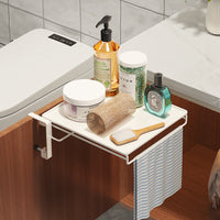 Punch-Free Cabinet Door Hanging Shelf, Small Apartment Kitchen Bathroom Extendable Tabletop Storage, Multi-functional Foldable Organizer