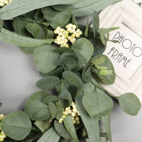 Artificial Eucalyptus Garland with Berries, Green Willow Leaf Design for Home Decor and Holiday Farmhouse Wall Hanging