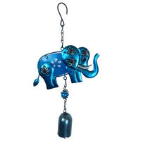 Elephant Wind Chime Metal Glass Painted Craft Hanging Ornament for Garden Patio Balcony Decor