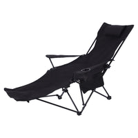 Folding Reclining Camping Chair with Armrests and Footrest, High Back Outdoor Beach Fishing Lounge Chair