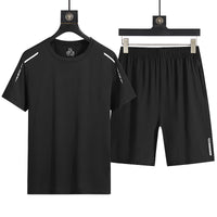 Men's Summer Ice Silk Casual Tracksuit Quick Dry T-Shirt & Shorts Set