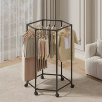 Hexagonal Clothes Drying Rack for Balcony Bedroom, Space-Saving, Thickened, Stable Floor-Standing Garment Hanger