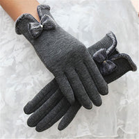 Women's Winter Cycling Gloves with Bowknot, Fleece Lined, Touchscreen Compatible