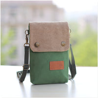 Solid Color Canvas Crossbody Phone Bag with 3 Layers, Casual Fabric Shoulder Purse and Wallet