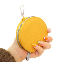 Mini Lychee Pattern Zipper Coin Purse for Women, Portable Round Earphone and Key Holder