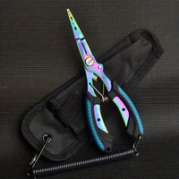 Stainless Steel Fishing Pliers, Dual-Color Titanium Coated, Multi-functional Fishing Scissors, Lead Crimper, Lure Tool