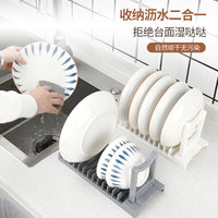 Foldable Dish Drying Rack for Kitchen Counter, Collapsible Plate and Bowl Drainer Organizer