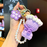 Handmade Knitted Flower Bouquet Keychain for Teacher's Day Gift