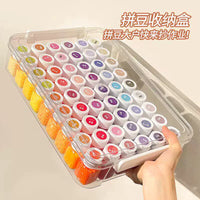 Perler Bead Storage Box Set with 54-Color Particle Dispensing Bottles, Large Capacity Transparent Organizer for Craft Tools