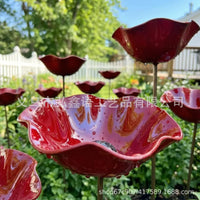 Garden Bird Feeder Waterer Stake, Artificial Flower Decorative Outdoor Yard Ornament