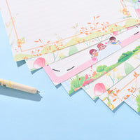 A4 Lined Letter Paper with Cartoon Patterns, 50 Sheets
