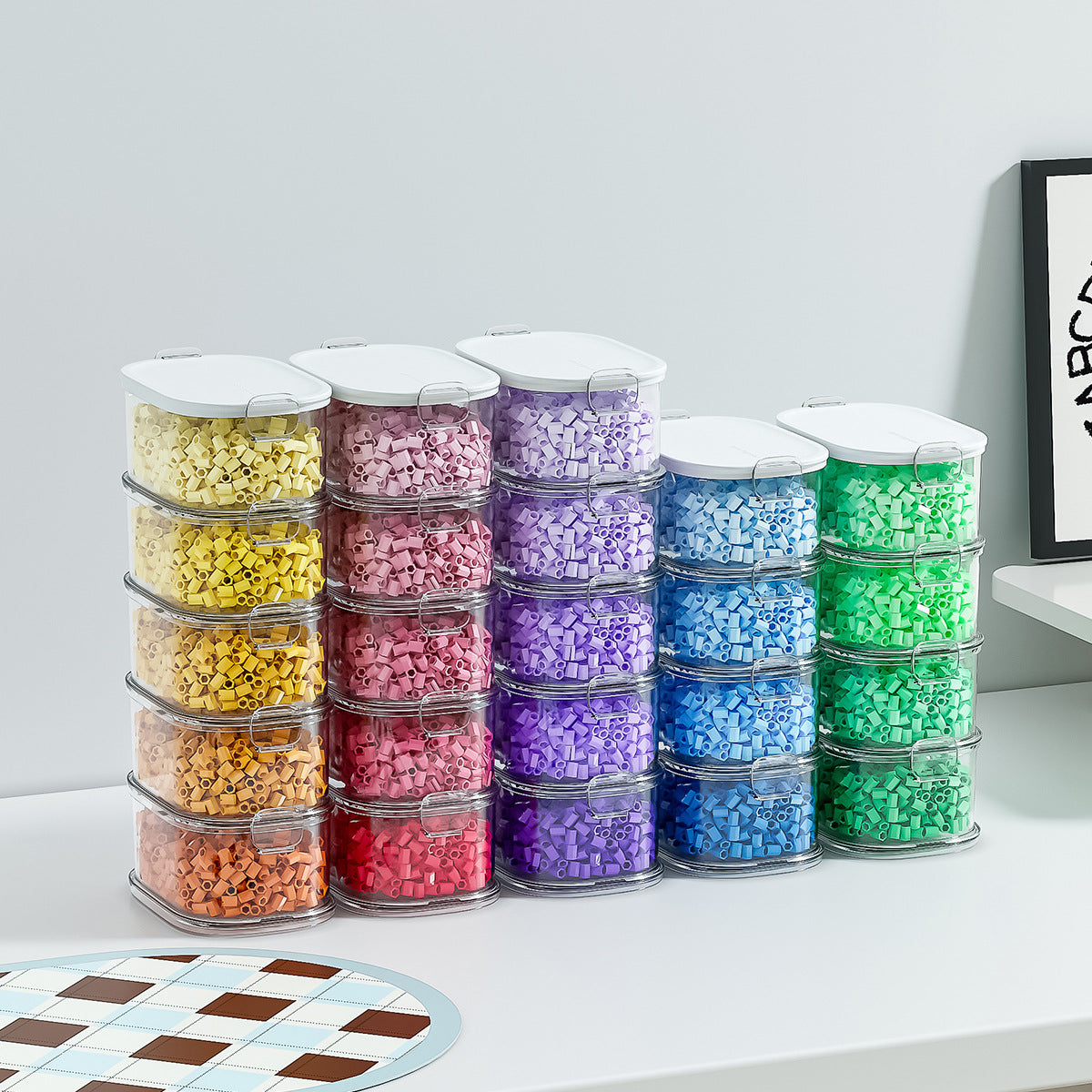 Stackable Multi-layer Storage Box with Lid for Beads and Craft Supplies