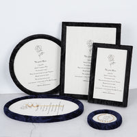 French Rose Fabric Wooden Jewelry Display Tray for Rings Necklaces Earrings
