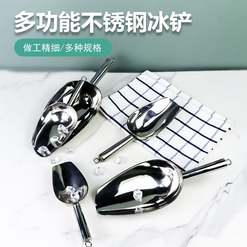 Multi-functional Non-magnetic Stainless Steel Ice Scoop for Kitchen, Tea, Grain, Rice, and Hotel Ice Cubes