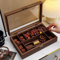 Walnut Grain Multi-Layer Display Storage Box for Walnuts, Bracelets, and Beads