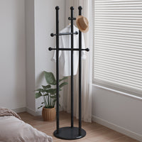 Modern Minimalist Metal Garment Rack with Hooks for Bedroom and Entryway, Freestanding Clothes and Bag Organizer