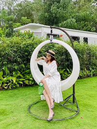 LED Outdoor Solar Crescent Moon Swing for Playgrounds and Commercial Decor