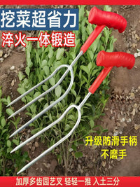 Handheld Stainless Steel 2-Tine Cultivator Fork for Gardening, Planting, Weeding, and Soil Loosening