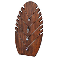 Walnut/Wood Flame-Shaped Necklace & Pendant Display Stand Jewelry Organizer