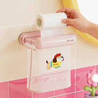 Wall-Mounted Mesh Storage Bag for Bathroom, Cute Dog Design, Punch-Free, Washable, Moisture-Proof