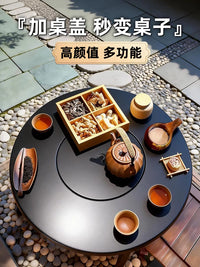 Outdoor Multifunctional Fire Pit BBQ Grill Table Set with Electric/Charcoal Options