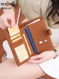 RFID Blocking Passport Holder Travel Wallet with Airplane Pattern