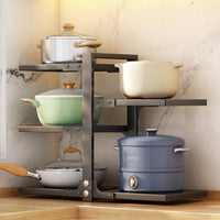 Adjustable 4/5-Tier Corner Pot Rack Organizer for Kitchen Countertop or Under-Sink Cabinet