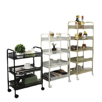 4-Tier Rolling Utility Cart with Storage Baskets for Kitchen, Bathroom, and Office