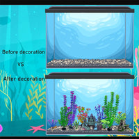13-Piece Aquarium Decoration Set with Artificial Plants, Castle, and Coral Hiding Spots