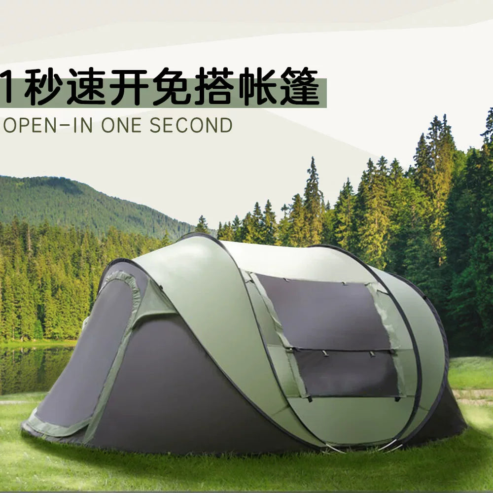 Automatic Pop-Up Camping Tent for 3-4 People, Waterproof and Sun-Protected Family Outdoor Shelter