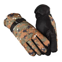 Men's Camouflage Cotton Half-Finger Gloves Winter Outdoor Cycling Warm Touchscreen Ski Gloves