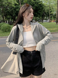 Women's UPF 50+ Sun Protection Hoodie - Ice Silk, Thin, Long Sleeve, UV Resistant, Breathable Cardigan for Outdoor Summer
