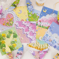 Oil Painting Style Embossed Origami Paper for DIY Crafts and Scrapbooking, Starry Moon Dream