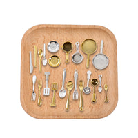 Miniature Dollhouse Kitchen Utensil Set - Spoons, Forks, Pans for DIY Dollhouse Accessories