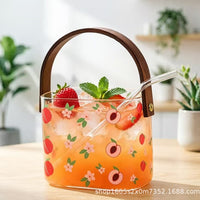 High Borosilicate Glass Fruit Basket Ice Bucket with Handle for Picnics and Parties