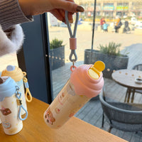 Cute Ice Cream Kids' 316 Stainless Steel Insulated Straw Bottle with Handle, Large Capacity