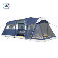 8-Person Waterproof Tunnel Camping Tent with Screened Porch for Family Outdoor Activities