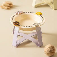 Ceramic Pet Bowl with Raised Stand for Cats and Small Dogs, Anti-Slip, Neck Protection, Food and Water Dish
